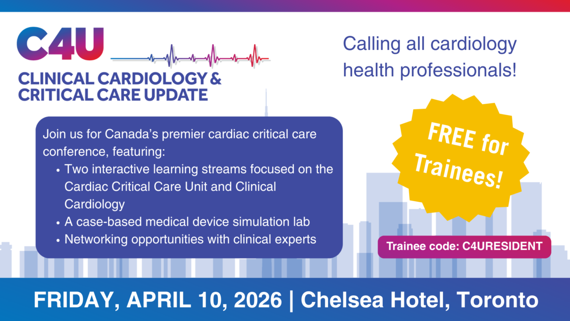 C4U 2026 Website Banner The Cardiology and Critical Care Update 2026 is now free for trainees!